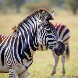 zebra with blue and red stripes