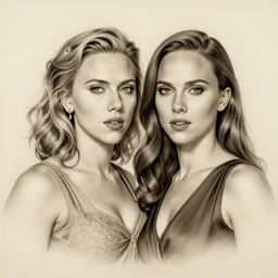 engraving of scarlet johansson and natalie portman, by tom bagshaw, jean delville, william bouguereau, albrecht surer