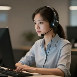customer support agent, hyper realistic, ambient lighting, concept art, intricate, hyper detailed, smooth, volumetric lighting, octane