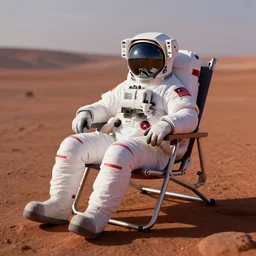 an astronaut resting on mars in a beach chair, soft surface texture, very realistic 3 d render, soft sun lights, 4 k, high detailed photography result, 5 0 mm lens, rich deep colors, smooth gradients, depth of field, cinematic, hyper realism, high detail, octane render, unreal engine, 8 k, vibrant colors