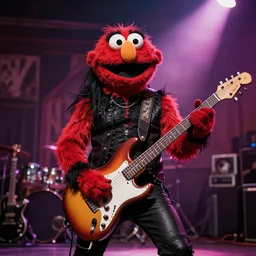 elmo in a satanic metal band