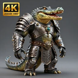 warrior with metal crocodile themed armour, highly detailed, 4 k, hdr, award - winning, octane render, artstation
