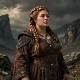 female dwarven noblewoman, chubby short stature, braided intricate hair, by ed binkley