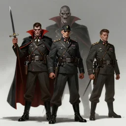Third Reich soldiers as very evil vampires, digital art, game concept art, Artstation