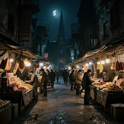 Coruscant underworld streets black market at night