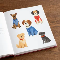 hardcover book, illustrated guide to dog fashion