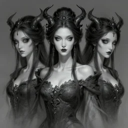 stunning goddesses of nightmares portrait, fantasy, intricate, elegant, highly detailed, digital painting, artstation, concept art, smooth, sharp focus, illustration, art by krenz cushart and artem demura and alphonse mucha and tony sandoval