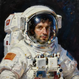 astronaut lost in the space, concept art oil painting by Jama Jurabaev, extremely detailed, hard brush, artstation