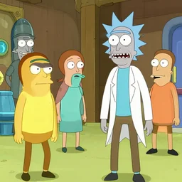 Rick and Morty visiting Futurama