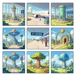 photo cartoon bd illustration comic manga painting of airport environement : 5 fantasy environement, digital painting : 1 fat brush concept sketch artist bd enki bilal : 1 0
