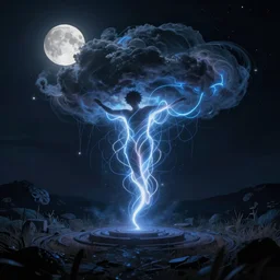 rolling thunder, dancing moonlight, digital art