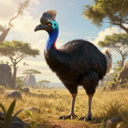 epic professional digital fantasy art of a large aepyornis bird in madagascar savanna, ambient sunlight hd, 4 k, artstation, fantastic, detailed, scary, epic