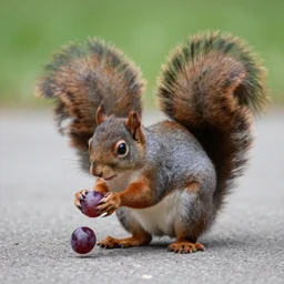 photo capturing an extremely distraught squirrel after just dropping his grape !n 9