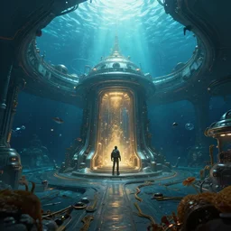 a secret underwater futuristic research base | sci fi | fantasy | highly detailed rendering | trending on artstation | unreal engine | cinematic | volumetric lighting | stunning imagery | golden ratio | under the sea | by greg rutkowski