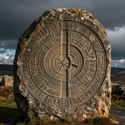 ancient nord, photo of stone carved with intricate runes