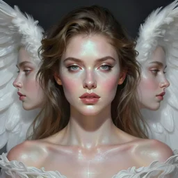 symmetry portrait of jodi arias angel, glam, deco, glowing skin, intricate, elegant, highly detailed, digital painting, artstation, concept art, smooth, sharp focus, illustration, art by artgerm and greg rutkowski and fra angelico and unreal engine 5