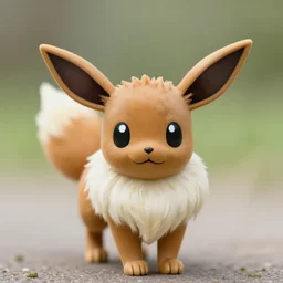 a photo of a tiny real life light brown Eevee-fox hybrid, Pokemon, Eevee, brown fur, cute, detailed fur, natural light, symmetrical balance, rule of thirds