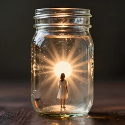 a tiny!!!!!!!!!! person in a mason jar