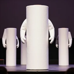 photo still of 4 0 foot tall brawny paper towel man on stage at vans warped tour!!!!!!!! at age 4 8 years old 4 8 years of age!!!!!!! throwing paper towels at the crowd, 8 k, 8 5 mm f 1. 8, studio lighting, rim light, right side key light