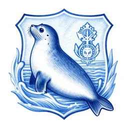blue - and - white drawing of the seal of the water naiad