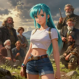 digital painting, epic hyper realistic bulma, gorgeous lighting by kim jung giu, mucha, bautista and norman rockwell and greg rutkowski and tom bagshaw and dreamworks and pixar