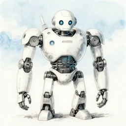a broken robot itself, anime, pencil lines, light watercolour painting, pale sky, beautiful artwork, anime screenshot, tokyo