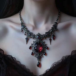 vampire queen wearing ornate necklace, masterpiece, mysterious, spooky