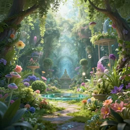 ,inside a magical ethereal garden, highly detailed, 4k, HDR, award-winning,  artstation, octane render