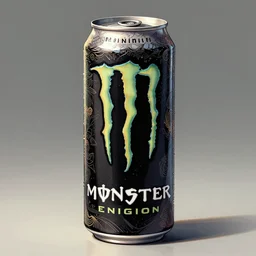 aluminian can of monster energy drink, intricate and very very beautiful and elegant, highly detailed, digital painting, artstation, concept art, smooth and sharp focus, illustration