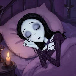 sleeping cartoon woman tim burton style hd portrait
