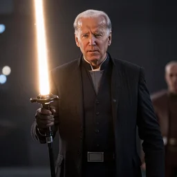 joe biden in star wars as earth sidious movie still, cinematic lighting, ray tracing, octane render, long lens, shallow depth of field, bokeh, anamorphic lens flare, 8 k, hyper detailed, 3 5 mm film grain