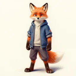expressive stylized master furry artist digital colored pencil painting full body portrait character study of the anthro male anthropomorphic fox fursona animal person wearing clothes by master furry artist blotch