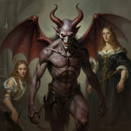 ancient historically accurate depiction of the satanic demon by frank miller, illustration by Ruan Jia and Mandy Jurgens and William-Adolphe Bouguereau, Artgerm, 4k, digital art, surreal, space dandy style, highly detailed, godsend, artstation, digital painting, concept art, smooth, sharp focus, illustration by Ruan Jia and Mandy Jurgens and William-Adolphe Bouguereau