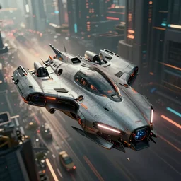 Magnificent futuristic vehicle flying through a cyberpunk city high octane render, hyper realistic, extreme details, cinematic, trending on artstation  | Aesthetics of bladerunner