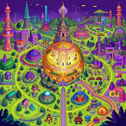 magic world, pixel art study, stunning, larg range of colous
