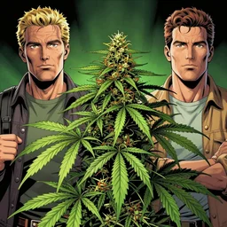cannabis is great, australia, comic book art by steve ditko and jack kirby and ( alphonse mucha )