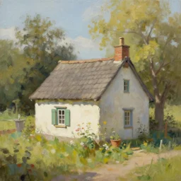 a painting of a little cottage, trending on artstation