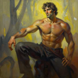 a painting in the style of gil elvgren and in the style of boris vallejo.