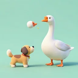 a goose was fighting with a dog, 8 k character concept art, by wolp ， 3 d