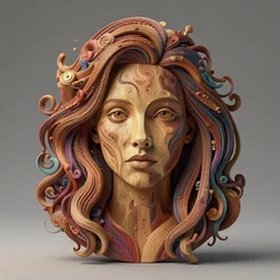 portrait made from wood :: by Martine Johanna and Simon Stålenhag and Chie Yoshii and wlop and Guillermo del toro :: ornate, dynamic, particulate, rich colors, elegant, centered, artstation, smooth, sharp focus, octane render, 3d