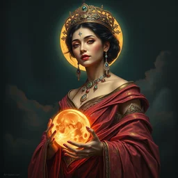 beautiful empress holding a lunar eclipse, painting, highly detailed, 8 k, trending on artstation