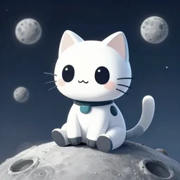 cute little robotcat sitting on the moon, fantasy, concept art, artstation, tyler edlin, feng zhu, newmilky, thomas karpi