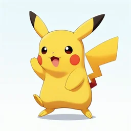 digital art rendered stylized cute kawaii pikachu chraracter design dynamic pose, colorful, clean, trending on artstation