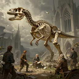 realistic detailed discovery of disosaur bones aykut aydogdu, jon van eyck, amano, jennifer healy, ann long, and mark brooks, art nouveau, victorian, neo - gothic, gothic, storybook concept design