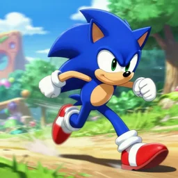 super super super epic cinematic shot of sonic the hedgehog, 8k miyazaki anime scene, motion blur, red shoes, green eyes, ++++++ super super super dynamic action running, concept photos, dynamic lighting, dynamic shaders, sunny day, green hill zone, amazing quality