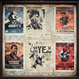 a texture of bilboard with old posters