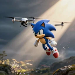 sonic flying a drone
