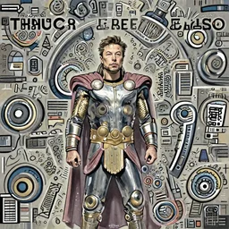 elon musk as thor, digital art