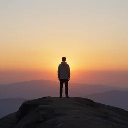 a man on a mountaintop at sunset deviantart