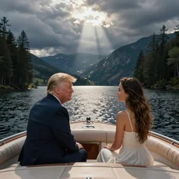 Donald Trump and Amber Heard on a boat, vacation
